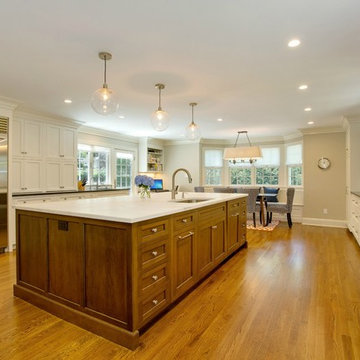 Transitional Kitchen - Medium Hardwood & White