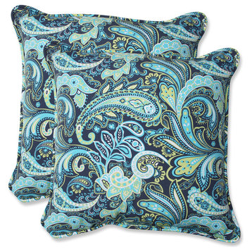 Pretty Paisley Navy 18.5-Inch Throw Pillow Set of 2