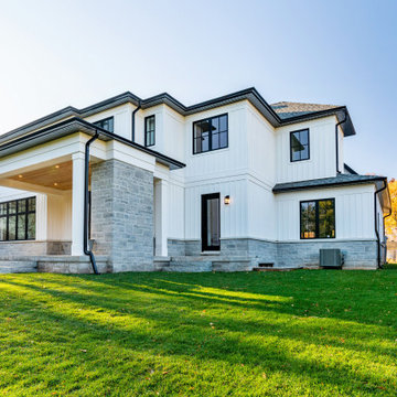 Luxury Custom Home Rear Exterior With Covered Porch | Oakville