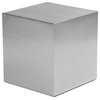 Pangea Home Spenser Brushed Metal Cubix Side Table in Silver