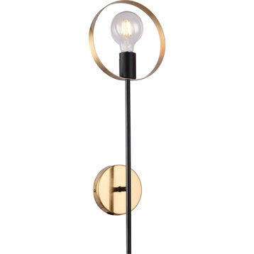 TR71W7BR Wall Sconce Black, Brushed Brass, 1-Light