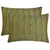 Green Jute 12"x20" Lumbar Pillow Cover Lace, Chevron Weave - Mossy Jute Magic