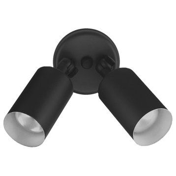 NICOR 100-Watt White Double Cylinder Adjustable Security Flood Light, Black