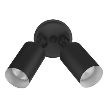 NICOR 100-Watt White Double Cylinder Adjustable Security Flood Light, Black