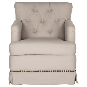 Millicent Swivel Accent Chair - Brass Nail Heads