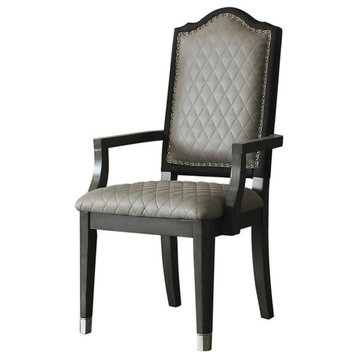 ACME House Beatrice Fabric Arm Chair in Two Tone Gray and Charcoal Set of 2