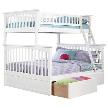 AFI Columbia Urban Twin Over Full Solid Wood Storage Bunk Bed in White