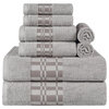 8 Piece Solid Cotton Soft Hand Bath Towel Set, Chrome