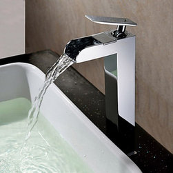 Contemporary Waterfall Chrome Finish Bathroom Sink Tap (Tall) TQ0608 - Bathroom Sink Faucets