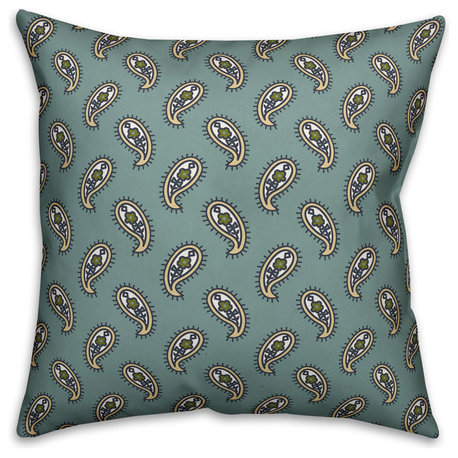 Paisley Pattern, Blue Throw Pillow, 16"x16"