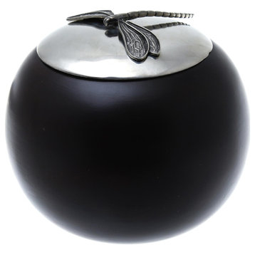 Novica Handmade The Dragonfly Wood And Pewter Decorative Jar, 4"