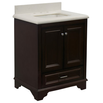 Nantucket 30" Bathroom Vanity, Chocolate, Quartz