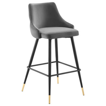 Adorn Performance Velvet Bar Stool, Gray