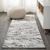 Swirl Marbled Abstract Area Rug, Gray/Black, 2'x10'