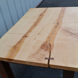 Live Edge Maple Table with Barn Wood Legs - Dining Tables