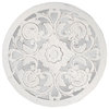 Distressed Reflective Hand-Carved White Floral Wood Wall Medallion 24"