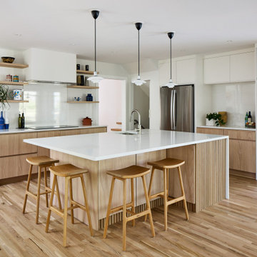 Fluted White Oak Island in Bethesda, Maryland