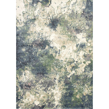 Dayton Collection Blue Green Distressed Rug, 5'3"x7'7"