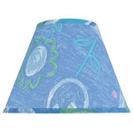 Aspen Creative Corporation - 32192 Hardback Empire Shape Spider Lamp Shade, Blue With Flower Print 6"x12"x9" - Aspen Creative is dedicated to offering a wide assortment of attractive and well-priced portable lamps, kitchen pendants, vanity wall fixtures, outdoor lighting fixtures, lamp shades, and lamp accessories. We have in-house designers that follow current trends and develop cool new products to meet those trends. Product Detail