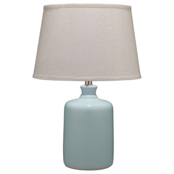 Light Blue Milk Jug Table Lamp With Tapered Shade