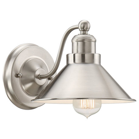 Kira Home Welton 11" Modern Industrial Wall Sconce, Brushed Nickel Finish