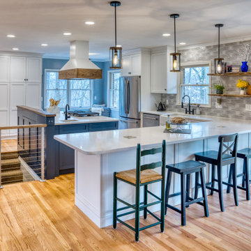 Blue and White Kitchen Design in Forest Hill, MD