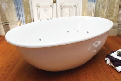 Design ideas for a contemporary bathroom in Melbourne with a freestanding bath.