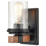 Millennium Lighting - Millennium Lighting 3801-MB/WG Taos - One Light Wall Sconce - Shade Included: YesTaos One Light Wall  Matte Black/Wood GraUL: Suitable for damp locations Energy Star Qualified: n/a ADA Certified: n/a  *Number of Lights: Lamp: 1-*Wattage:100w A bulb(s) *Bulb Included:No *Bulb Type:A *Finish Type:Matte Black/Wood Grain