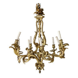 French Rococo Revival Gilt Bronze Nine-Light Chandelier - Chandeliers