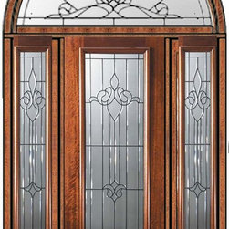 Prehung Sidelights-Transom Door 96 Wood Mahogany Arlington 3/4 Lite - Front Doors