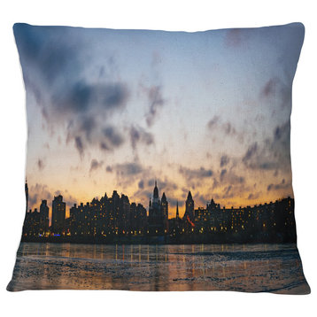 Sunset with Clouds in Kiev Panorama Cityscape Throw Pillow, 16"x16"