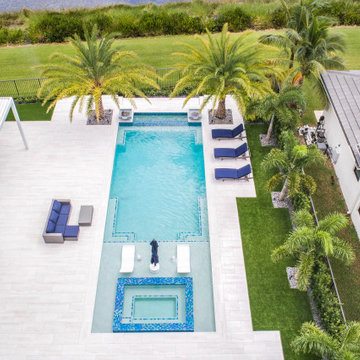 New Infinity Edge Swimming Pool & Spa With Custom Water Bowls