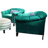 Chelsea Home Channel Chair in Lindy Emerald with Kidney Pillow