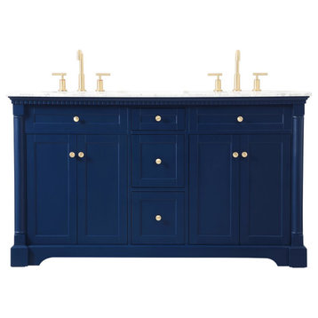 Elegant Decor VF53060DBL 60" Double Bathroom Vanity, Blue