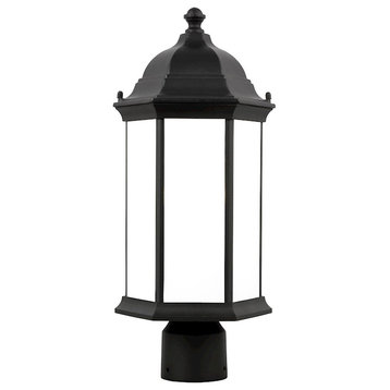 Sea Gull Sevier Medium 1 Light Outdoor Post Lantern, Black/Satin