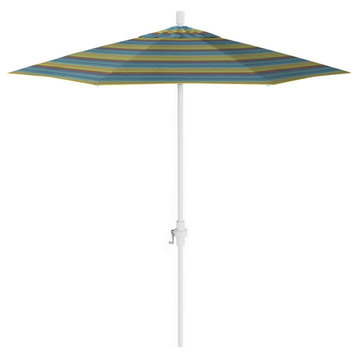 7.5' Patio Umbrella Matted White Pole Fiberglass Ribs Sunbrella Astoria Lagoon