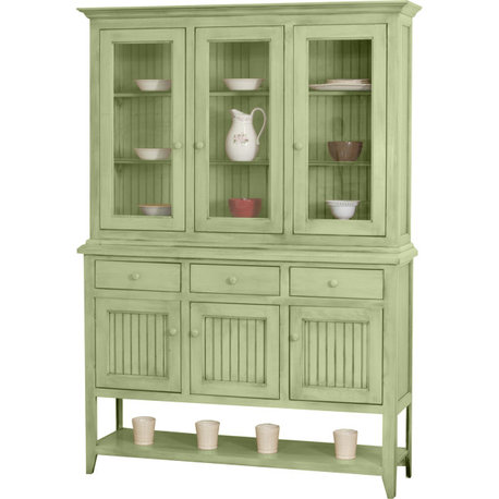 Coastal Dining Hutch and Buffet China Cabinet, Summer Sage