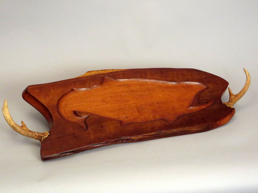 16011 Antique-Cherry Antler Trout Tray