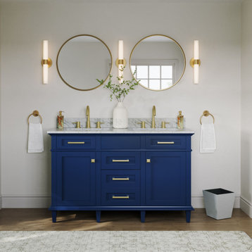 The Joyce Bathroom Vanity, Double Sink, 54", Blue, Freestanding