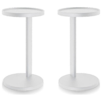 Home Square Modern Aluminum End Table Powder Coated in Matte White - Set of 2