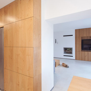 Modern interior with rustic oak veneer