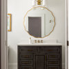Elegant Large 42" Round Ruffled Wall Mirror Gold Wood Frame Scalloped Edge