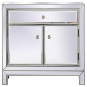 29" Mirrored Cabinet, Antique Silver