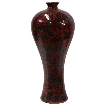 Chinese Handmade Ox Blood Red Marks Ceramic Accent Vase Hws341