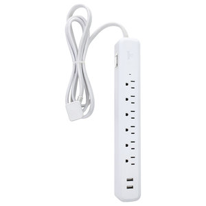 510-Joules White 6-Outlet Globe 7799701 Swivel Tap with Surge Protection 