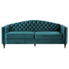 Bonnie Traditional Button Tufted Velvet 3 Seater Sofa, Teal/Dark Brown