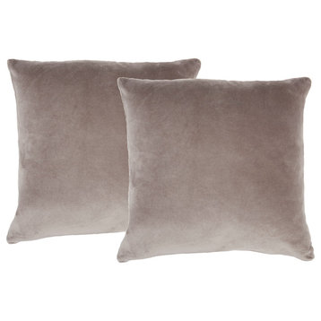 Nourison Life Styles Solid Velvet Pillow Covers, Set Of 2, Taupe