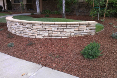 New Front Yard w/ Stone Wall, New Mound and Planting Area