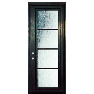 36''x96'' Wrought Iron Entry Single Door With Double LOW-E Glass, Right Hand