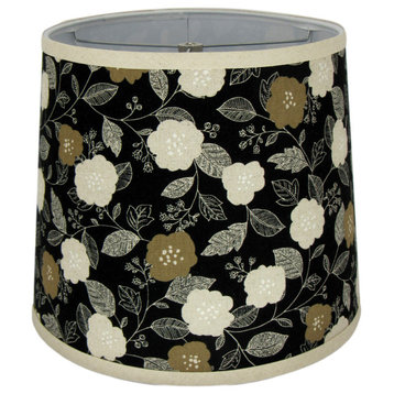 Floral Print Lamp Shade, Black, 10"